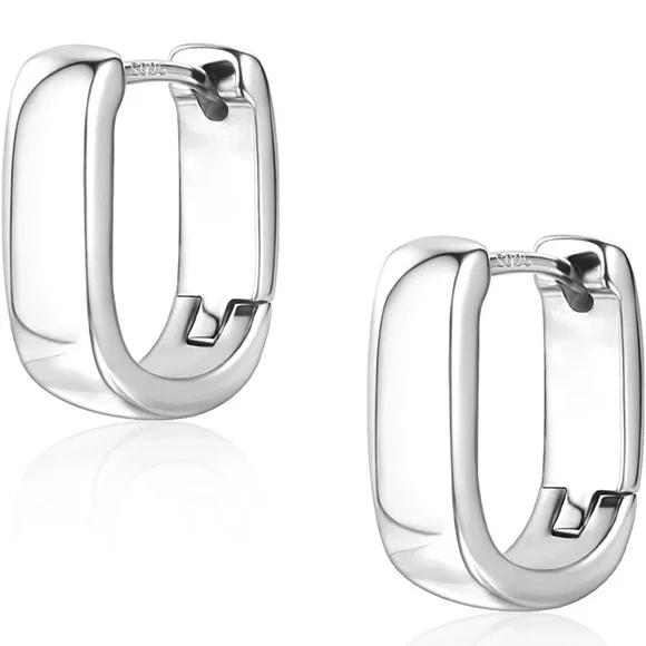 Silver Chunky Huggy Hoop Earrings - Picture 2 of 2